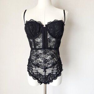 NWoT by Anthropologie Sheer Lace Underwire Bodysuit Adjustable Straps Black